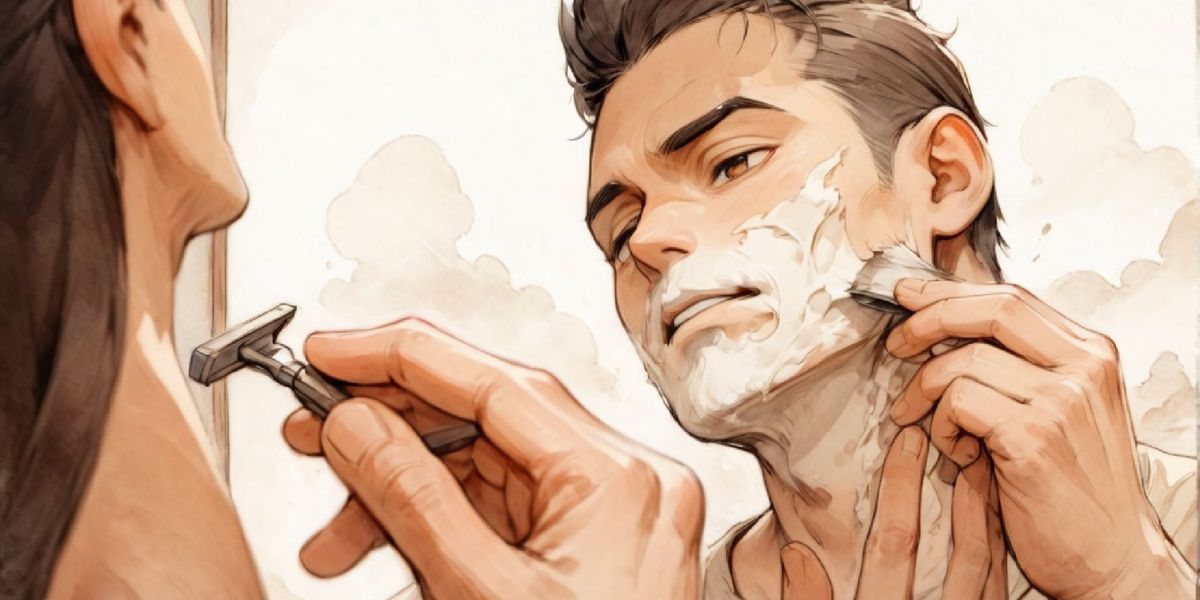 Man using the correct shaving technique